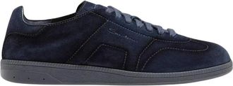 Santoni Suede Low Top Sneakers - Heren - Sneakers - Blauw - 46 EU - Su&egrave;de - Schoenen