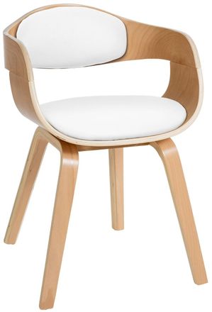 Clp Silla de madera con asiento en Simil cuero Natural/blanco