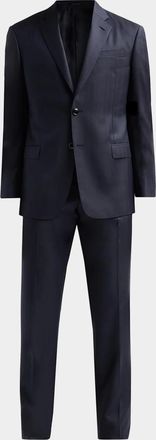 Giorgio Armani Striped Herringbone Wool Single-Breasted Suit