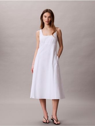 Calvin Klein Jeans Calvin Klein Womens Cotton Poplin Sleeveless Midi Dress - White - XL