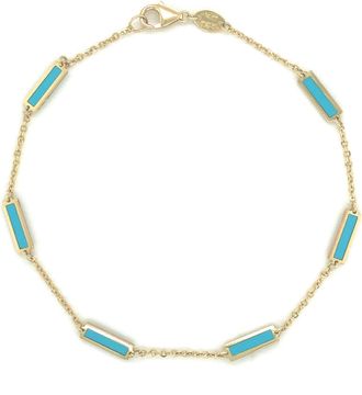 Italian Gold, Inc 14K Yellow Gold Station Bar Bracelet - Turquoise