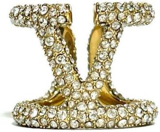 Valentino Gold Metal Rhinestone Band Ring (Pre-Owned)