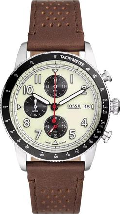 Fossil Sport Tourer Chronograph - Heren - Horloges - Bruin - ONE Size - Leer - Accessoires