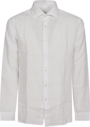 Xacus Linen Long-Sleeve Shirt With Traditional Collar And Buttoned Cuffs