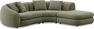 Castlery Fable Single Arm Sectional Sofa Right Facing Customized, Performance Fleece Moss, Spill Resistant, Ultra Deep Seats for Castlery