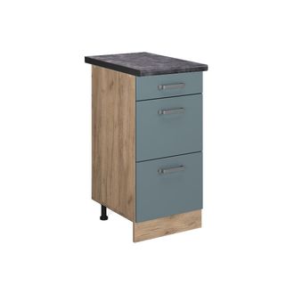 Vicco Mueble Bajo De Cocina R-line, Gris Azulado, 40 Cm Con Cajones, Et Antracita
