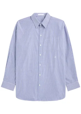 Helmut Lang Striped Cotton-poplin Shirt - Blue - M