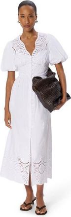 Whistles 100% Cotton Broderie V-Neck Dress in White at Nordstrom, Size 12