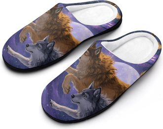 Generic Wolf Galaxys Cosmic Mens Slippers House Slipper Anti-skid Sole Indoor Shoes Outdoor Comfort Cotton