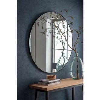 Garden Trading Cherington Indoor Round Wall Hallway Mirror 100cm Black Steel