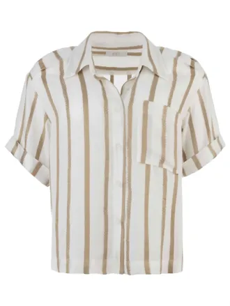 Kut from the Kloth Womens Aida Short Sleeve Top With Pleats In Gold /off White