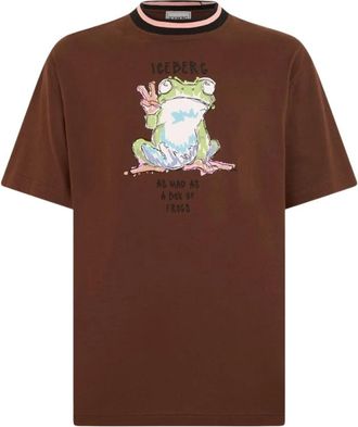 Iceberg Camiseta Gr&aacute;fica - Tops - Hombre - Marr&oacute;n - 2XL