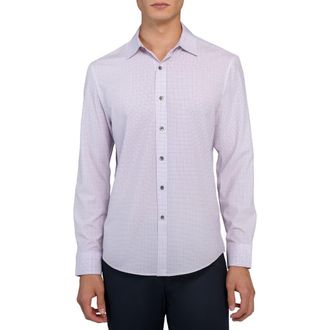 W.R.K Slim Fit Light Purple Grid Check Performance Button-Up Shirt at Nordstrom, Size Xx-Large