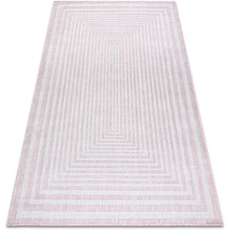 RugsX Rugsx - Alfombra Sisal Sion Laberinto 22376 Tejido Plano Rosado / Ecru Pink 200x290 Cm