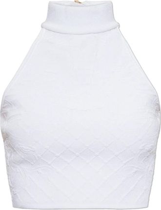 Balmain Colbert Top - Dames - Tops zonder mouwen - Wit - XS - Leer - Tops