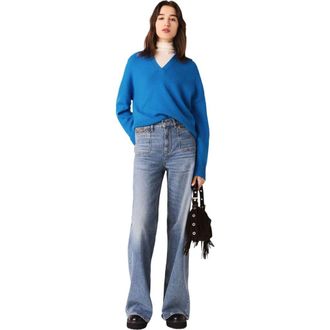 Maje Open polo collar sweater in Turquoise at Nordstrom, Size X-Small