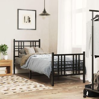 vidaXL Estructura Cama Sin Colch&oacute;n Con Estribo Metal Negro 80x200 Cm Vidaxl