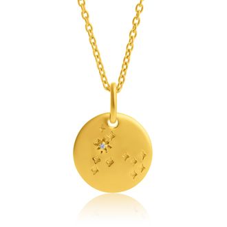 MAX + STONE Vermeil Aquarius Zodiac Pendant Necklace with White Sapphire Accents