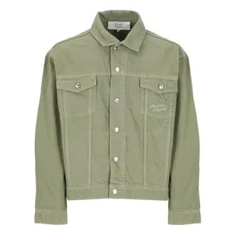 Maison Kitsun&eacute; Giacca Verde in Cotone con Logo - - Jackets - Uomo - Verde - M