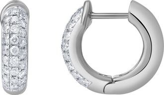 LuvMyJewelry Embrace 10K Gold Diamond Huggie Earrings - 0.85 CT in 10K White Gold at Nordstrom