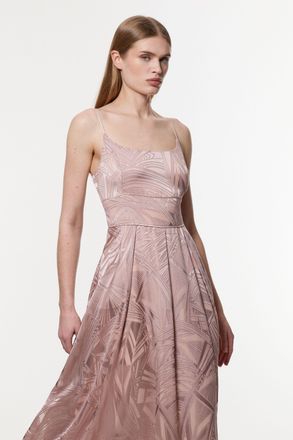 Karen Millen Womens Amelia Graham Burnout Split Woven Prom Strappy Maxi Dress - Pink - Size 10 UK