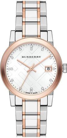 Burberry Womens BU9127 Silver Dial Two-tone Ladies Watch - Silver & Rose Gold Stainless Steel - One Size