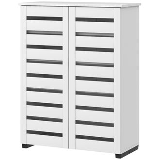 HOMCOM Homcom Scarpiera Moderna A 5 Livelli Con Ante A Doghe In Legno Bianco