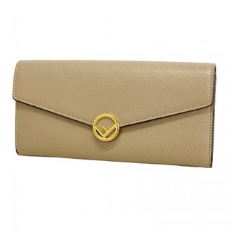 Fendi Grayish Leather Long Wallet (Bi-Fold) (Pre-Owned)