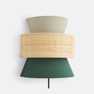 La Redoute Interieurs Dubbele wandlamp in raffia en katoen, Dolkie