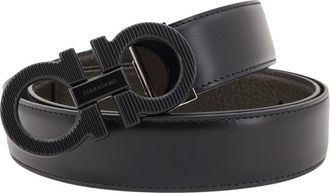 Ferragamo Gancini Riem Omkeerbaar - Heren - Riemen - Zwart - 95 CM - Leer - Accessoires