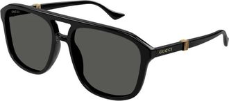 Gucci Aviator Zonnebrillen - Heren - Zonnebrillen - Zwart - 57 MM - Leer - Accessoires