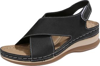 Generic Wedge Sandal For Women Summer All-Day Comfortable Sandals Ergonomic Design Wedge Toe Sandals Mitigate Foot Fatigue Functional Shoes Adjustable Back An