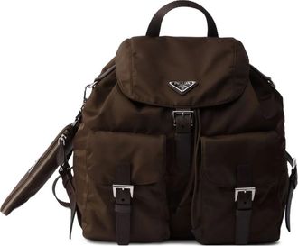 Prada medium front-pockets backpack - women - Saffiano Leather/Recycled Polyamide - OS - Brown