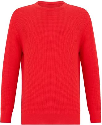 Fedeli Rode trui met lange mouwen- gegarandeerd comfort - Heren - Ronde hals truien - Rood - L - Katoen - Truien & Vesten