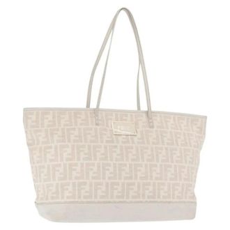 Fendi Pre-owned Tote Bags, female, Beige, Size: ONE SIZE Pre-owned Canvas Tote Bag