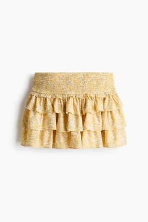 H&M Tiered Viscose Mini Skort in Yellow/floral at Nordstrom, Size Xx-Small