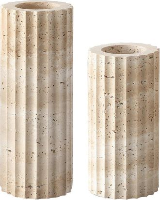 Safavieh Set Of 2 Teroi Travertine Vases