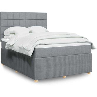 vidaXL Vidaxl - Cama Box Spring Con Colch&oacute;n Tela Gris Claro 140x190 Cm