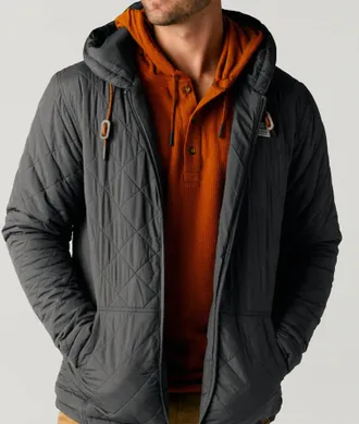 Banded Mountainside Full Zip Quilted Jacket In Grey