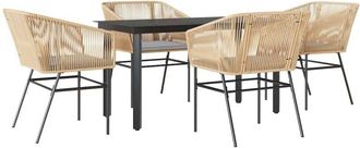 vidaXL Vidaxl - Juego De Comedor Jard&iacute;n 5 Piezas Cojines Rat&aacute;n Sint&eacute;tico Marr&oacute;n