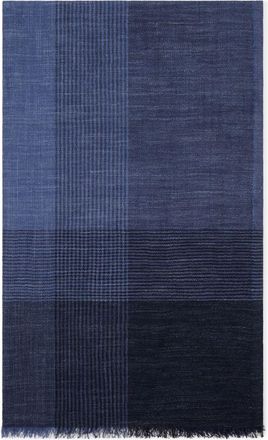 Brunello Cucinelli check-pattern silk-blend scarf - men - Linen/Flax/Silk - One Size - Blue