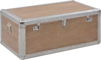 vidaXL Caja De Almacenaje Madera Maciza Abeto Marr&oacute;n 91x52x40 Cm Vidaxl