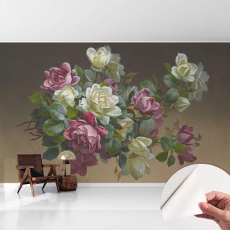Tulup Carta Da Parati Adesiva - Fotomurale - Facile Da Applicare - Per La Soggiorno - Camera Da Letto - Eleganza Floreale 416x254 Cm
