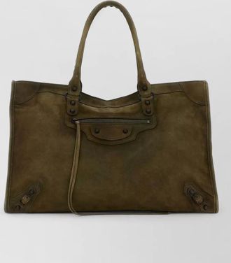Balenciaga suede le city large shoulder shopping bag