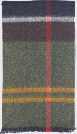 Barbour Sciarpa in lana con motivo tartan e bordi sfrangiati