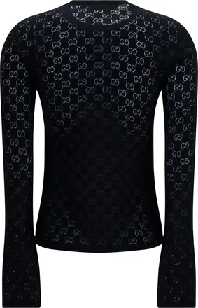 Gucci Womens Gg D&eacute;vor&eacute; Cotton T-Shirt Black Cotton; Polyester T-Shirts And Polos