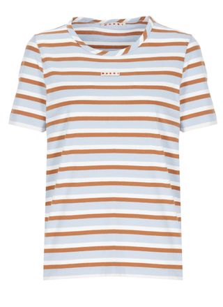 Marni Light Blue Striped Cotton T-Shirt