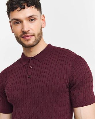 Jacamo Cable Knitted Polo