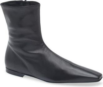 Toteme Flat Side Zip Bootie in Black at Nordstrom, Size 10Us