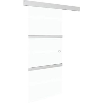 vidaXL Vidaxl - Puerta Corredera Vidrio Esg Y Aluminio Plateado 90x212 Cm